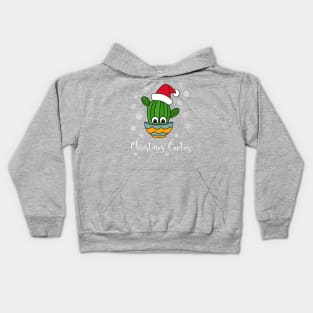 Christmas Cactus - Cactus With A Santa Hat In A Bowl Kids Hoodie